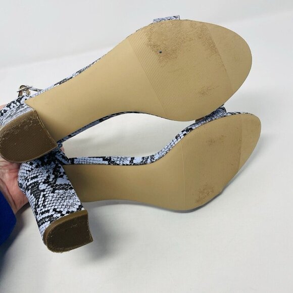 Madden Girls Womens Size 9.5M Beella High Heel Sandals in Blue Snakeskin S4 - Picture 8 of 8